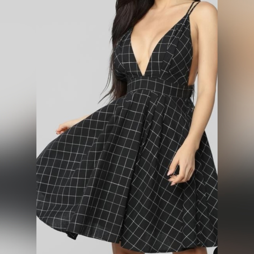 NWT HYFVE Black and White Checkered Mini Dress